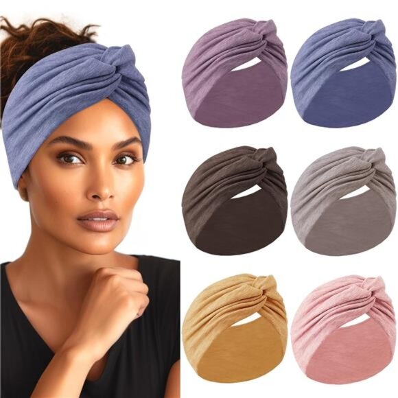 Extra Wide Headbands for Women, 7'' Large Cotton Like Turban Knotted Bandana - Picture 1 of 6